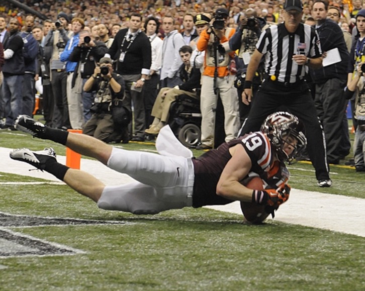 Danny Coales controversial near catch in the 2012 Sugar Bowl made National headlines. Photo courtesy of Virginia tech Athletics.