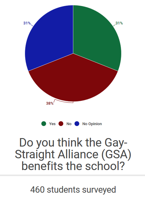 38 percent of the student body does not believe that the GSA helps the school.