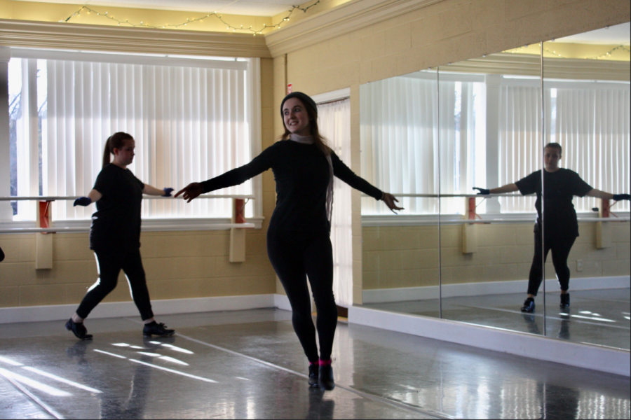 Brodie practices a clogging piece that she choreographed. 