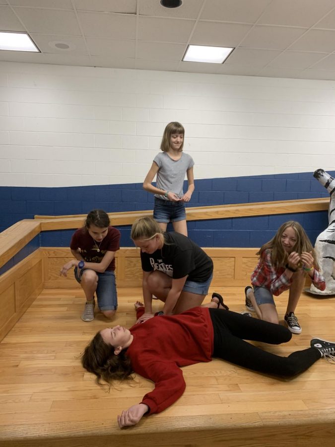 Drama Club performs a skit during practice.