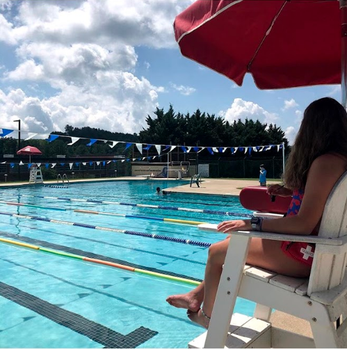 Susanne Mayock-Bradley lifeguarding at the Lexington Municipal Pool