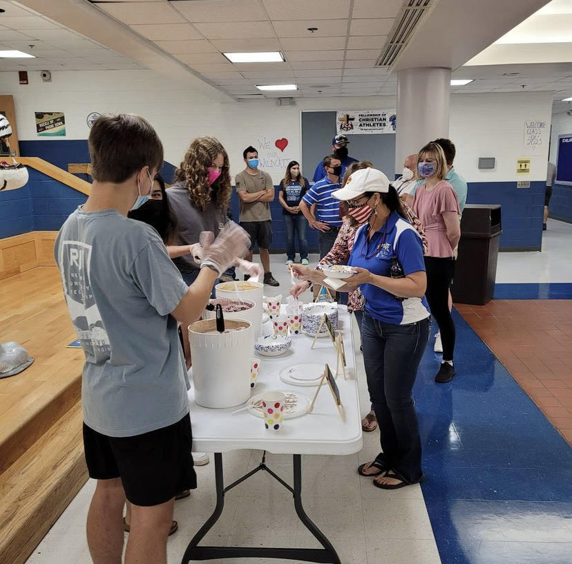 SCA hosts an ice cream social for new teachers.