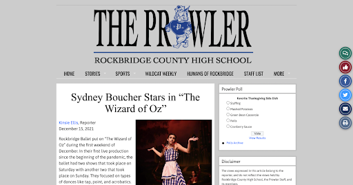The home page of the Prowler website. Here you can find articles, our social media, and how to write letters to the editor. 