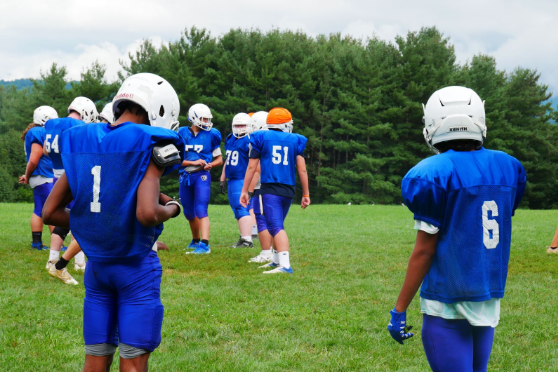 Isaiah Williams (left) and Santana Reynolds (right) waiting for instruction during practice.