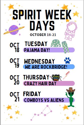 Spirit Days for the 2022 Homecoming Spirit Week.