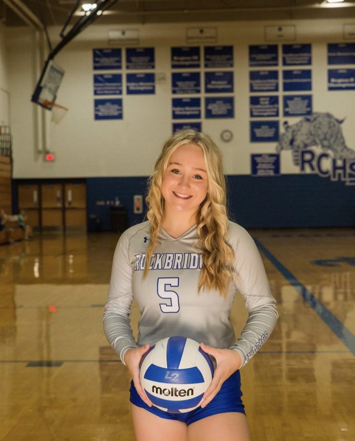 Sarah Clements poses for her volleyball poster picture her sophomore year.