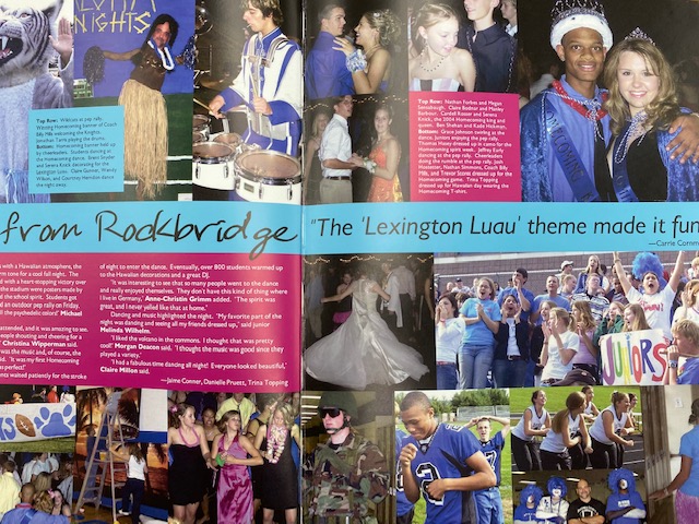 2005 yearbook spread of RCHS’s Homecoming-Lexington Luau.
