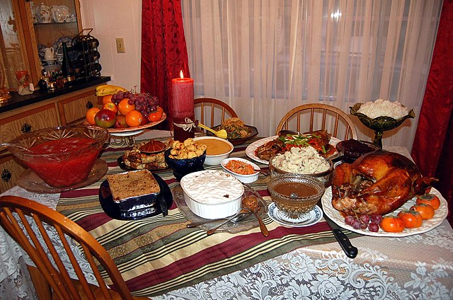 Thanksgiving dinner is served by Creative Commons, from Wikimedia Commons, License.