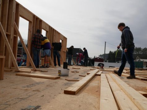 Students in Building trades work together to complete daily tasks. Photo taken by Cameron Terry.
