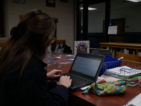 Junior Halina Homiak filling out the Match-o-Matic survey.