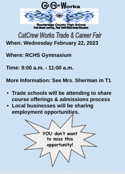 Above is the flier for the Trade & Career Fair