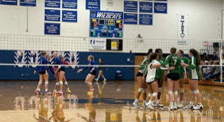 The Wildcats celebrate after a play in the first set.
Photo courtesy of Rockbridge Athletics.