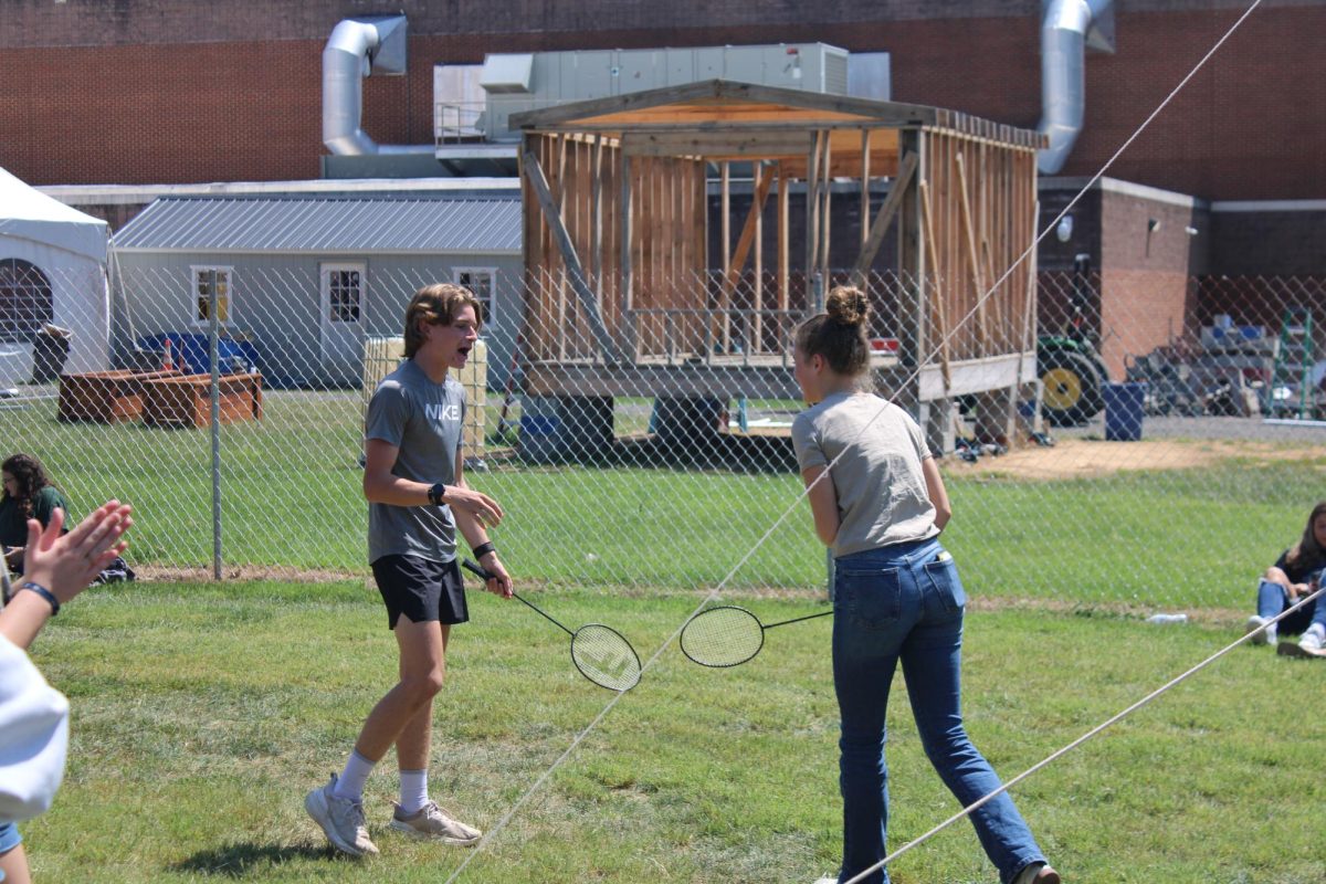 Students playing badminton