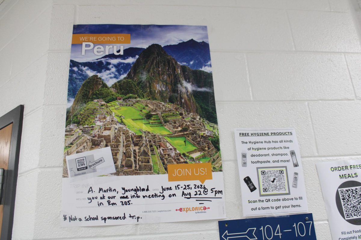 The photo of a poster for a trip to Ecuador. 
