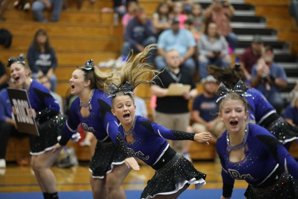 Captain Addy Clark cheering with her team during the home competition.