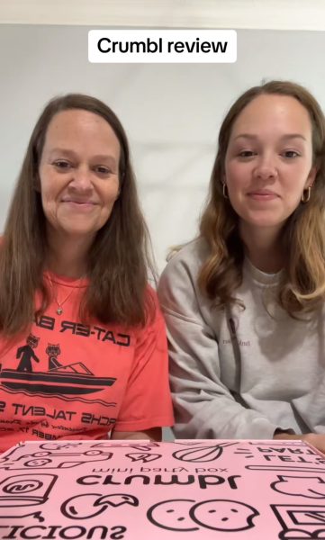 Amy Henson and daughter reviewing cookies