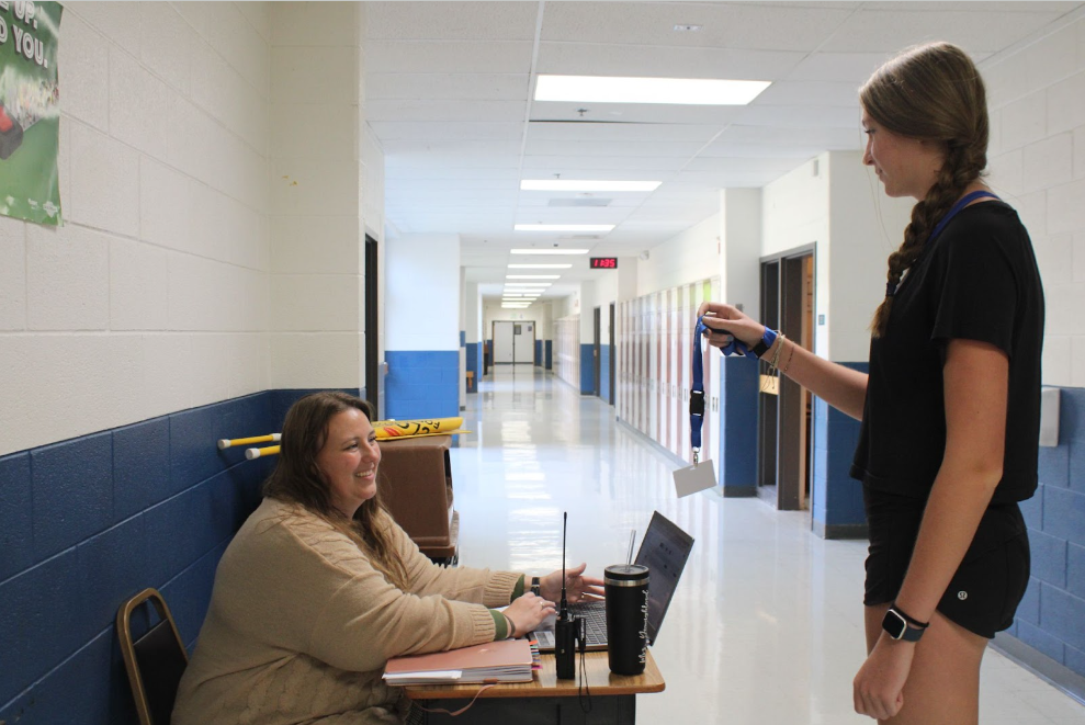 Hall-pass being shown to Jamie Youngblood