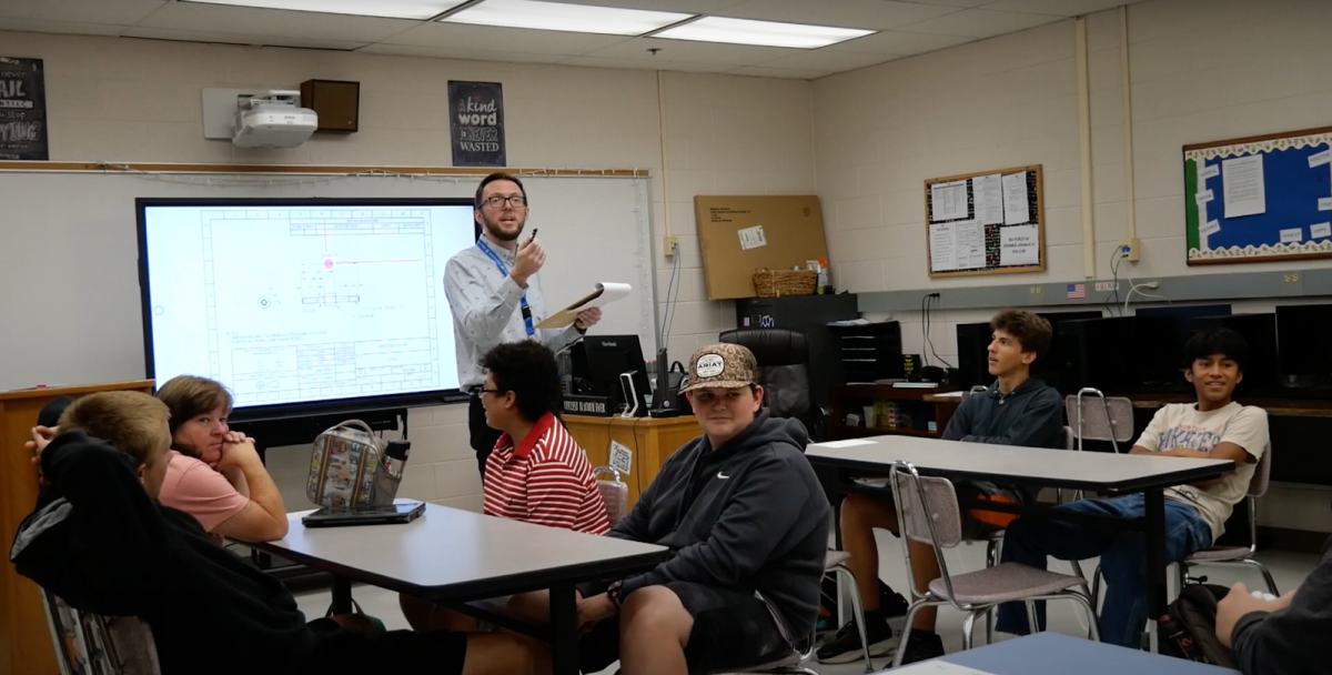 James Slage teaching his 6th period class. Photo by Claire Sigler. 