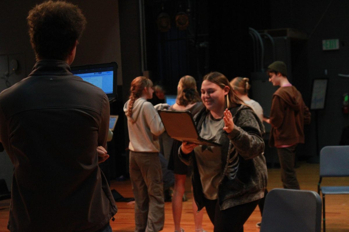 Junior Siearra Hostetter acts out a scene. 