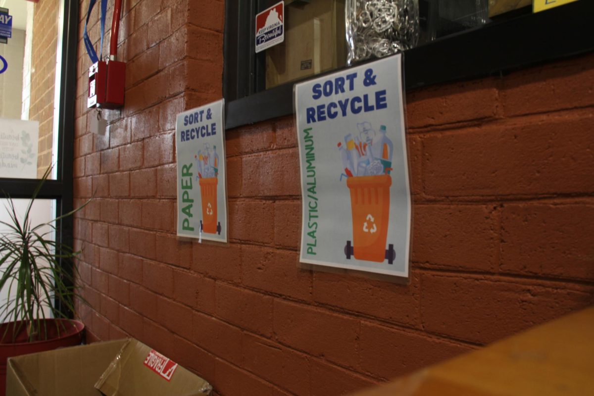 Poster in Mrs.Gosney’s proving she recycles.