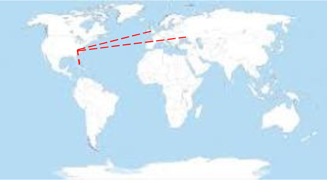 World map showing peoples vacations