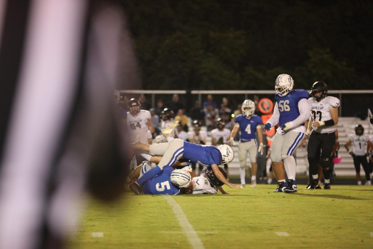 Junior Pat Looney makes a tackle against Buffalo Gap.