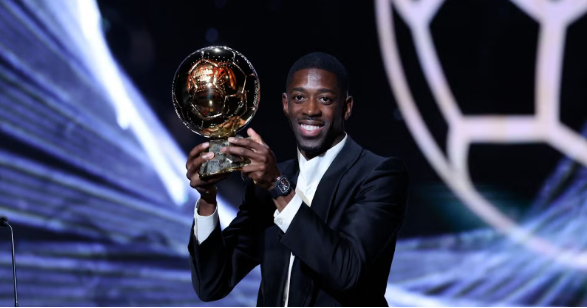 Picture of Dembélé winning the Ballon D’or 