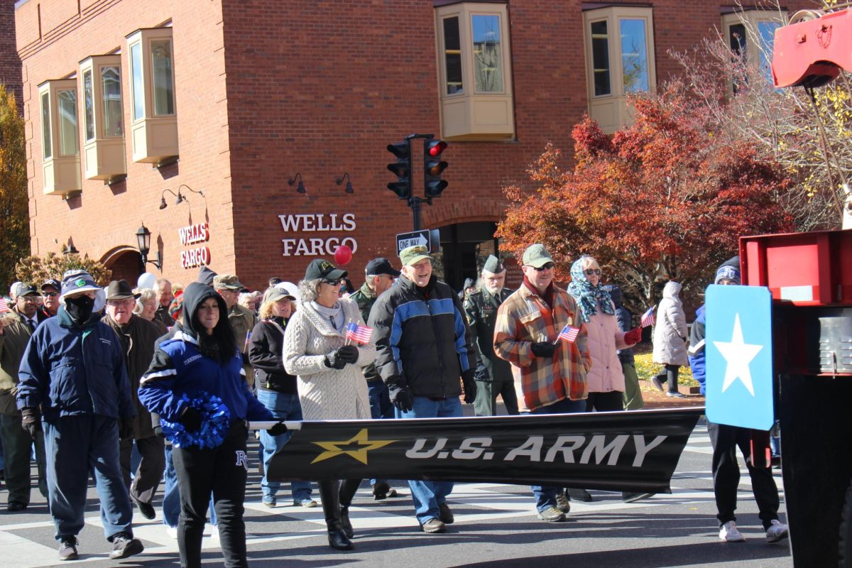 The veterans from the Army walk first.