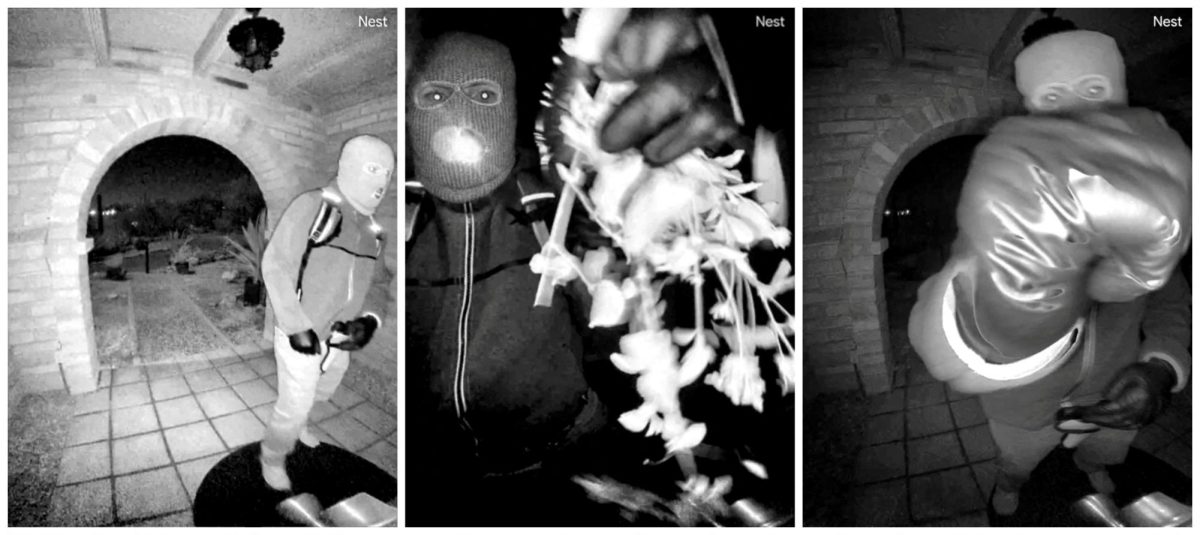 A combination of images captured by a security camera show what the Federal Bureau of Investigation (FBI) describes as an armed individual appearing to have tampered with the camera at Nancy Guthrie's front door the morning of her disappearance at her home in Tucson, Arizona, U.S., February 1, 2026. Pima County Sheriff's Department/Handout via REUTERS.