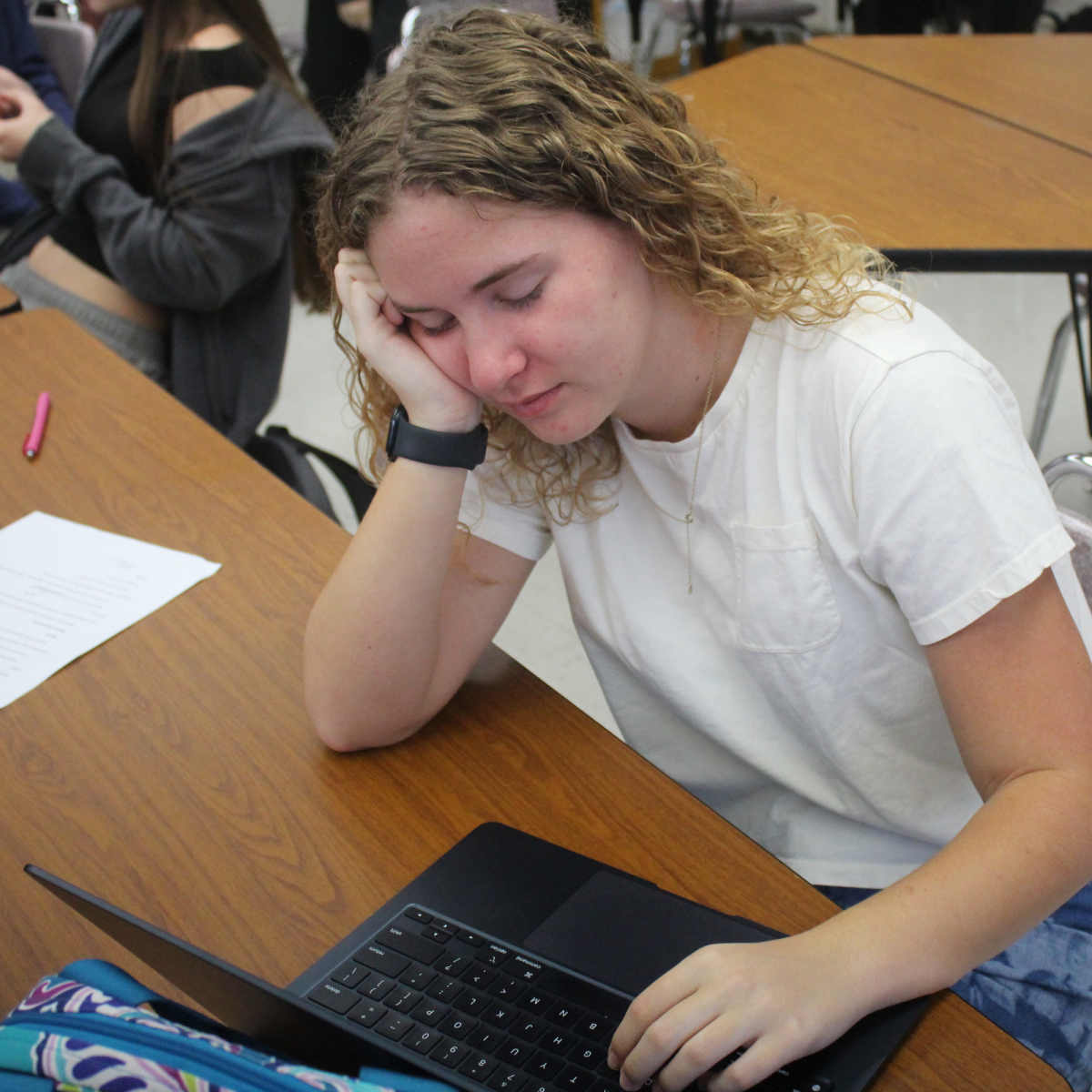 Senior Ella Cate Brown sleeps instead of working