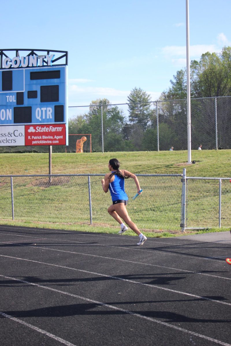 Arianna Mitchell running the relay. 