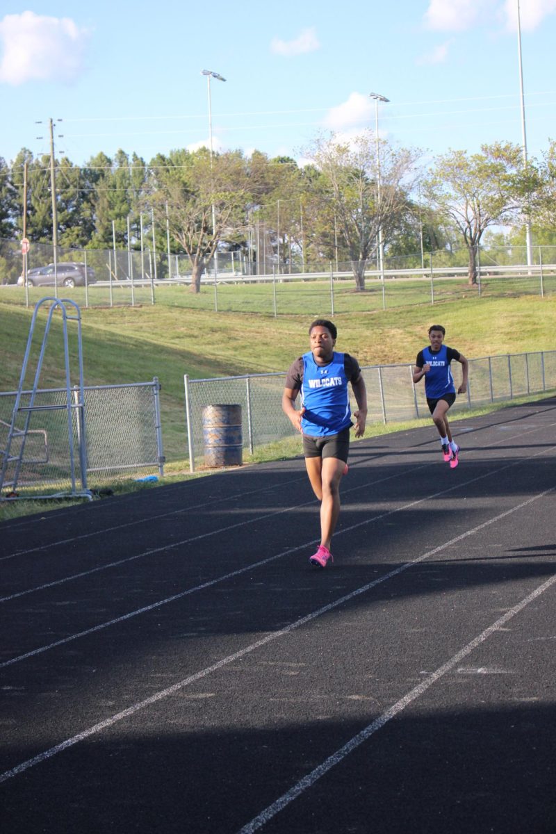 Freshman Jhordane Campbell is running to the finish line. 