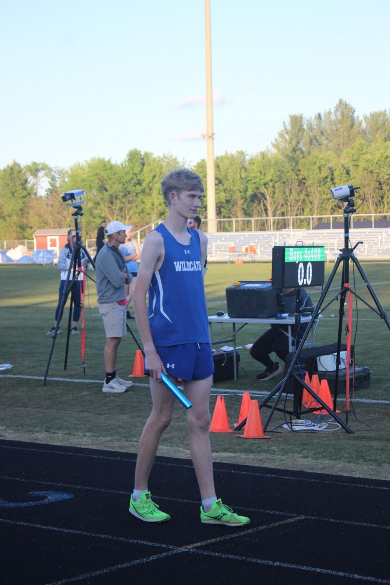 Grant Swenty preparing for his relay. 